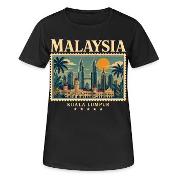 Malaysia Kuala Lumpur Vintage Reise - Frauen T-Shirt atmungsaktiv - Schwarz - Vorne - AI Model Female 172 light (172cm)