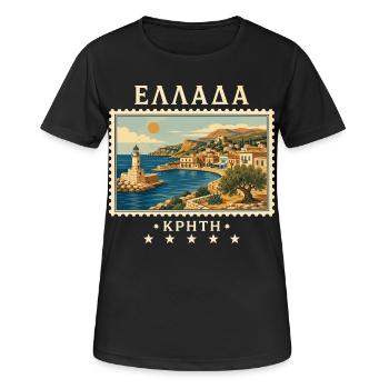 Griechenland Kreta Vintage Reise - Frauen T-Shirt atmungsaktiv - Schwarz - Vorne - AI Model Female 172 light (172cm)
