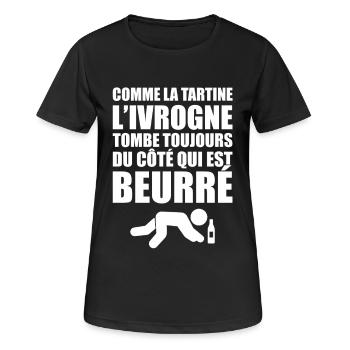 Alcool Cadeau Humour Personnalisé - T-shirt respirant Femme - noir - Devant - AI Model Female 172 light (172cm)