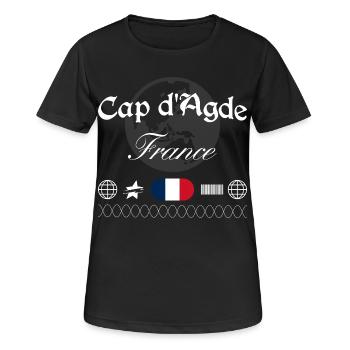 Cap d’Agde Frankreich Streetwear Reise Souvenir - Frauen T-Shirt atmungsaktiv - Schwarz - Vorne - AI Model Female 172 light (172cm)