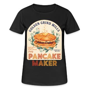 Petit-déjeuner Brunch drôle Café Pancake Nourriture Bacon - T-shirt respirant Femme - noir - Devant - AI Model Female 172 light (172cm)