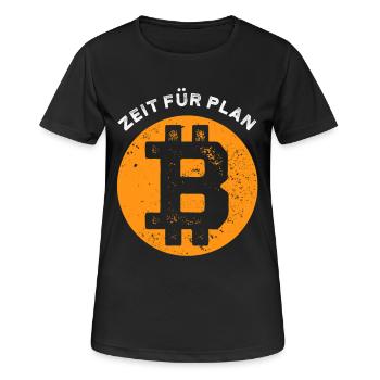 Bitcoin - Zeit für Plan B - Krypto Geschenk - Frauen T-Shirt atmungsaktiv - Schwarz - Vorne - AI Model Female 172 light (172cm)