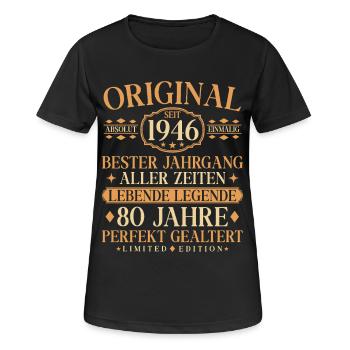 Vintage 1946 Jahrgang Geboren 80. Geburtstag - Frauen T-Shirt atmungsaktiv - Schwarz - Vorne - AI Model Female 172 light (172cm)
