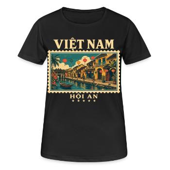 Vietnam und Hội An Vintage_Reisemarke - Frauen T-Shirt atmungsaktiv - Schwarz - Vorne - AI Model Female 172 light (172cm)