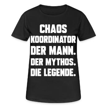 Chaos Koordinator der Mann der Mythos die Legende - Frauen T-Shirt atmungsaktiv - Schwarz - Vorne - AI Model Female 172 light (172cm)