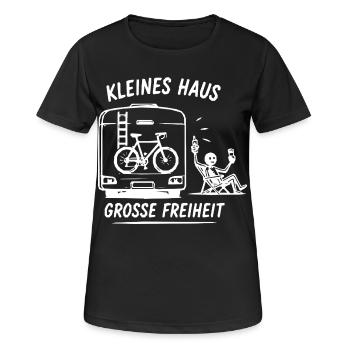 Kleines Haus Große Freiheit - Camper - Frauen T-Shirt atmungsaktiv - Schwarz - Vorne - AI Model Female 172 light (172cm)