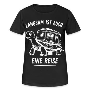 Langsame Reise Schildkröte Camper - Frauen T-Shirt atmungsaktiv - Schwarz - Vorne - AI Model Female 172 light (172cm)