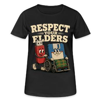 Respectez vos aînés, disquette rétro - T-shirt respirant Femme - noir - Devant - AI Model Female 172 light (172cm)