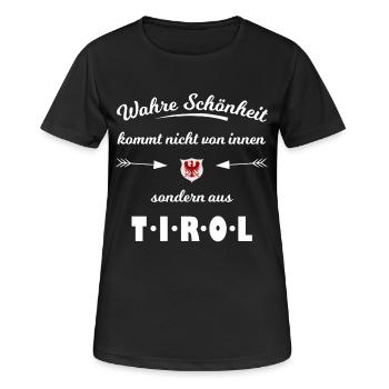 Tiroler Schönheit: Aus Tirol - Frauen T-Shirt atmungsaktiv - Schwarz - Vorne - AI Model Female 172 light (172cm)