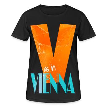 V wie Vienna im Retro-Style - Frauen T-Shirt atmungsaktiv - Schwarz - Vorne - AI Model Female 172 light (172cm)