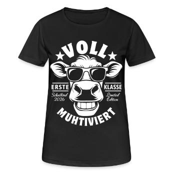 Voll Muhtiviert | Coole Kuh | Erste Klase - Frauen T-Shirt atmungsaktiv - Schwarz - Vorne - AI Model Female 172 light (172cm)