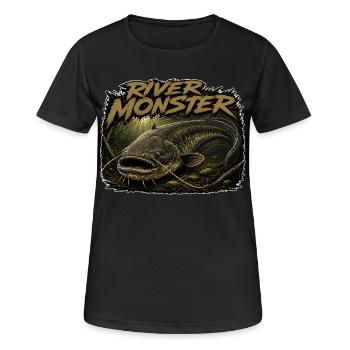 Monstre de pêche au poisson-chat de la rivière - T-shirt respirant Femme - noir - Devant - AI Model Female 172 light (172cm)