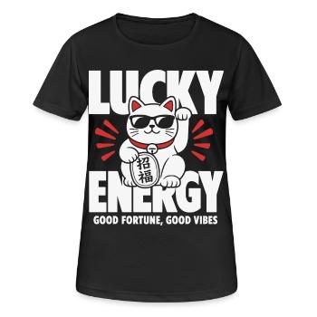 Énergie Chanceuse Chat Cool - T-shirt respirant Femme - noir - Devant - AI Model Female 172 light (172cm)