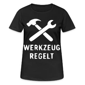 Werkzeug Regelt Hammer Schraubenschlüssel - Frauen T-Shirt atmungsaktiv - Schwarz - Vorne - AI Model Female 172 light (172cm)