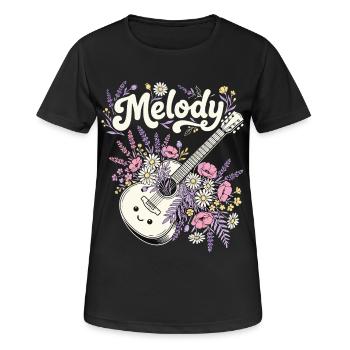 Mélodie Guitare Fleurs Musique - T-shirt respirant Femme - noir - Devant - AI Model Female 172 light (172cm)