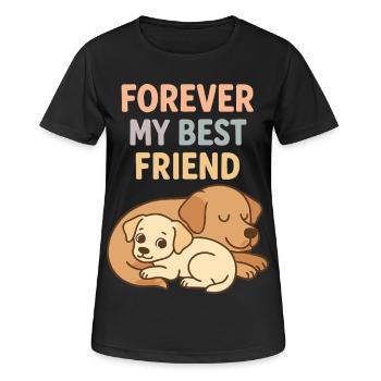 Süße Hunde Best Friend Pastell Grafik Design - Frauen T-Shirt atmungsaktiv - Schwarz - Vorne - AI Model Female 172 light (172cm)