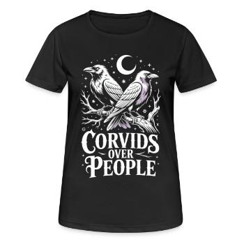 Corvids about people - Women's Breathable T-Shirt - black - Front - AI Model Female 172 light (172cm)