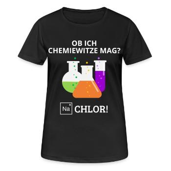Ob Ich Chemie Witze Mag? Na Chlor Chemiker Chemie - Frauen T-Shirt atmungsaktiv - Schwarz - Vorne - AI Model Female 172 light (172cm)
