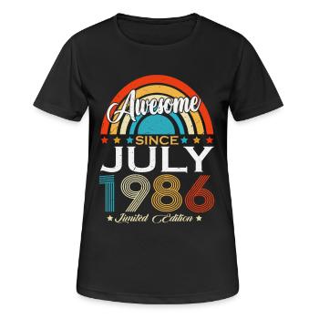 Juillet 1986 Anniversaire vintage Rétro vintage - T-shirt respirant Femme - noir - Devant - AI Model Female 172 light (172cm)