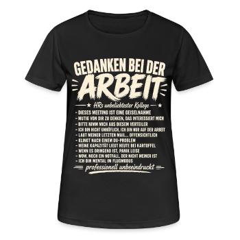 Gedanken Bei Der Arbeit – Kollege Humor - Frauen T-Shirt atmungsaktiv - Schwarz - Vorne - AI Model Female 172 light (172cm)