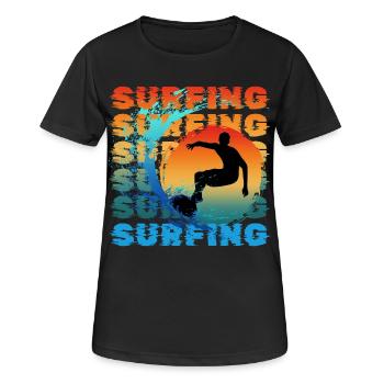 SURFING SURFER SUMMER BEACH - Frauen T-Shirt atmungsaktiv - Schwarz - Vorne - AI Model Female 172 light (172cm)