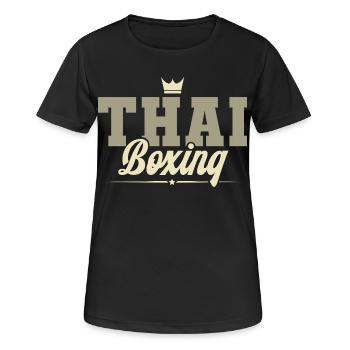 Thai Boxing - Frauen T-Shirt atmungsaktiv - Schwarz - Vorne - AI Model Female 172 light (172cm)