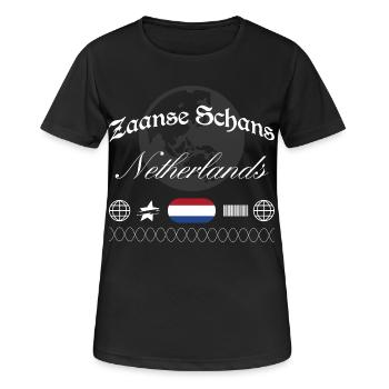 Zaanse Schans Niederlande Streetwear Reise - Frauen T-Shirt atmungsaktiv - Schwarz - Vorne - AI Model Female 172 light (172cm)