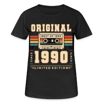 36. Geburtstag Geschenk Mann Kassette Best of 1990 - Frauen T-Shirt atmungsaktiv - Schwarz - Vorne - AI Model Female 172 light (172cm)