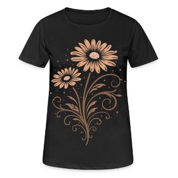 Margeriten – Florales Sommer Naturmotiv - Frauen T-Shirt atmungsaktiv - Schwarz - Vorne - AI Model Female 172 light (172cm)