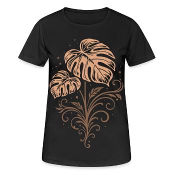Monstera – Botanisches Boho Naturmotiv - Frauen T-Shirt atmungsaktiv - Schwarz - Vorne - AI Model Female 172 light (172cm)