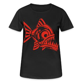 Fleischfressende Goldfische - Frauen T-Shirt atmungsaktiv - Schwarz - Vorne - AI Model Female 172 light (172cm)