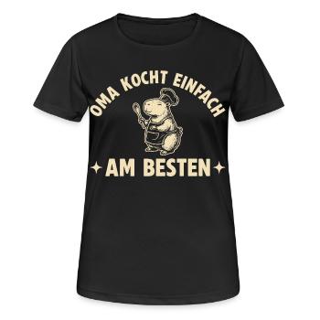 Capybara Oma kocht einfach am besten - Frauen T-Shirt atmungsaktiv - Schwarz - Vorne - AI Model Female 172 light (172cm)