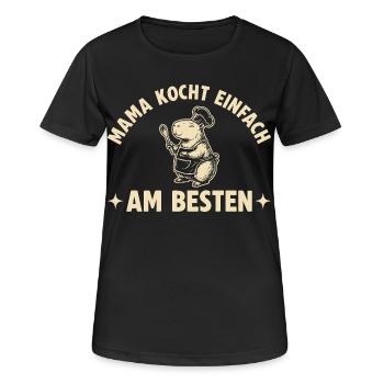 Capybara Mama kocht einfach am besten - Frauen T-Shirt atmungsaktiv - Schwarz - Vorne - AI Model Female 172 light (172cm)
