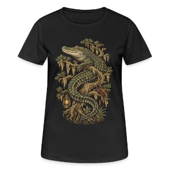 Sumpf Alligator - Frauen T-Shirt atmungsaktiv - Schwarz - Vorne - AI Model Female 172 light (172cm)