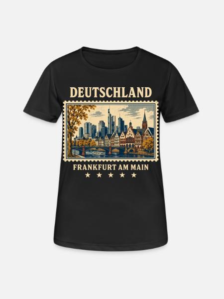 Deutschland Frankfurt Vintage Reisemarke - Frauen T-Shirt atmungsaktiv - Schwarz