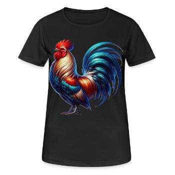 Hahn - Frauen T-Shirt atmungsaktiv - Schwarz - Vorne - AI Model Female 172 light (172cm)