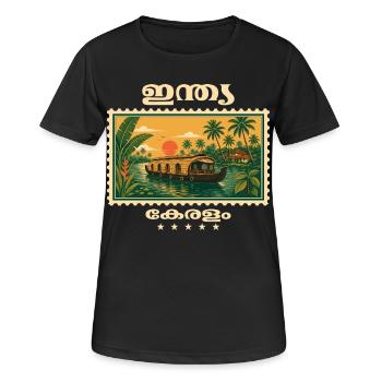 Marque de voyage vintage du Kerala en Inde - T-shirt respirant Femme - noir - Devant - AI Model Female 172 light (172cm)