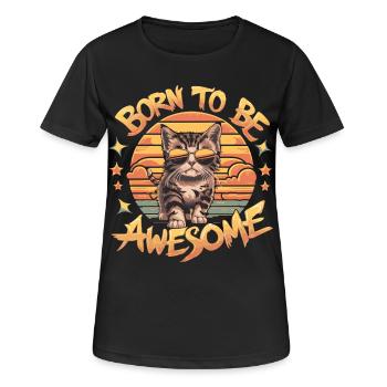 Né pour être génial - Cat - T-shirt respirant Femme - noir - Devant - AI Model Female 172 light (172cm)