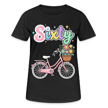 60 Geburtstag Fahrrad Blumen Radfahrerin - Frauen T-Shirt atmungsaktiv - Schwarz - Vorne - AI Model Female 172 light (172cm)