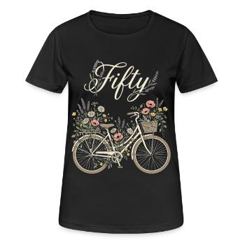 50e anniversaire Cycliste Bicycle Flowers - T-shirt respirant Femme - noir - Devant - AI Model Female 172 light (172cm)
