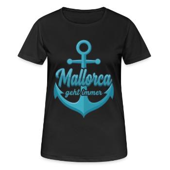 Mallorca geht immer mit Schiff Anker Mallorca - Frauen T-Shirt atmungsaktiv - Schwarz - Vorne - AI Model Female 172 light (172cm)