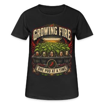 Chili Grower Chilis Anbauen Growing Fire - Frauen T-Shirt atmungsaktiv - Schwarz - Vorne - AI Model Female 172 light (172cm)