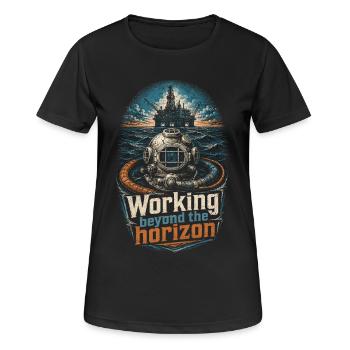 Tiefseearbeiter Working Beyond The Horizon - Frauen T-Shirt atmungsaktiv - Schwarz - Vorne - AI Model Female 172 light (172cm)