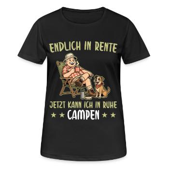 Rente In Ruhe Campen - Rentner mit Hund - Frauen T-Shirt atmungsaktiv - Schwarz - Vorne - AI Model Female 172 light (172cm)