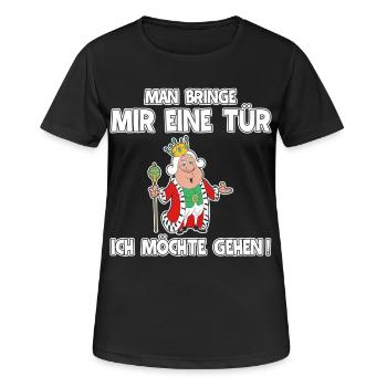 Königliche Spaßfigur mit Krone | bitte geh jetzt - Frauen T-Shirt atmungsaktiv - Schwarz - Vorne - AI Model Female 172 light (172cm)