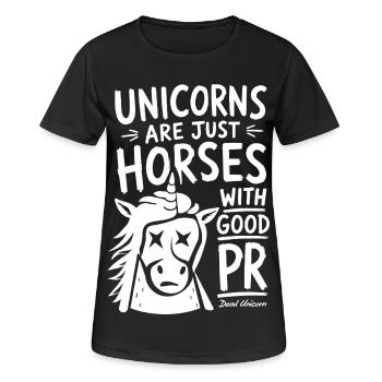 Einhörner sind einfach Pferde mit PR - Frauen T-Shirt atmungsaktiv - Schwarz - Vorne - AI Model Female 172 light (172cm)