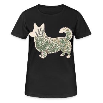 Botanischer Corgi Pflanzen - Frauen T-Shirt atmungsaktiv - Schwarz - Vorne - AI Model Female 172 light (172cm)