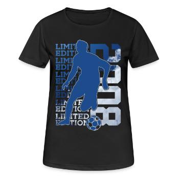 LIMITED EDITION 2008 FUßBALL 18. GEBURTSTAG - Frauen T-Shirt atmungsaktiv - Schwarz - Vorne - AI Model Female 172 light (172cm)