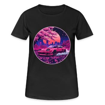 Blossom Fury — Rotary Soul Under Sakura Sky - Women's Breathable T-Shirt - black - Front - AI Model Female 172 light (172cm)