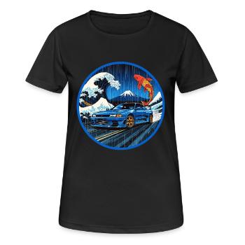 Wave Legend — JDM Icon rencontre la Grande Vague - T-shirt respirant Femme - noir - Devant - AI Model Female 172 light (172cm)